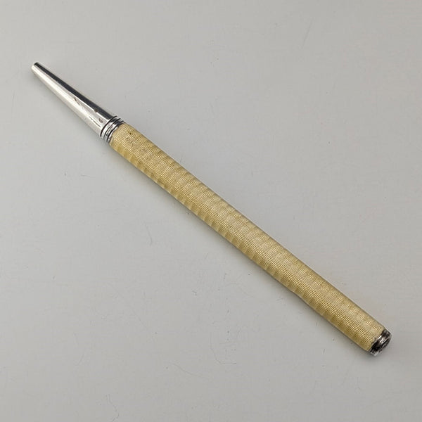 1930 British vintage sterling silver & guilloche enamel push-type pencil